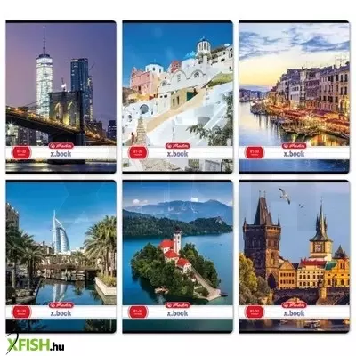 Város mintás A4-es vonalas füzet - többféle