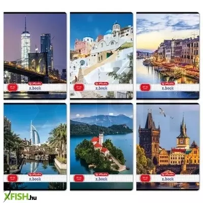 Város mintás A4-es négyzetrácsos füzet- többféle