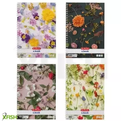 Virág mintás négyzetrácsos spirálfüzet , A4-es - többféle