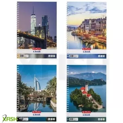 Város mintás vonalas spirálfüzet, A4-es - többféle