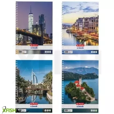 Város mintás négyzetrácsos spirálfüzet, A4-es - többféle