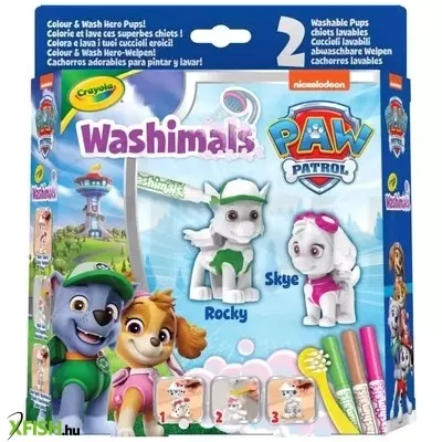 Crayola Washimals: Kimosható Mancs őrjárat figura, 2 db - Skye és Rocky