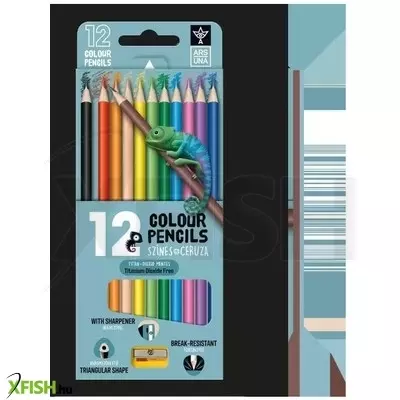 Ars Una: Háromszögletű színes ceruza hegyezővel - 12 db-os