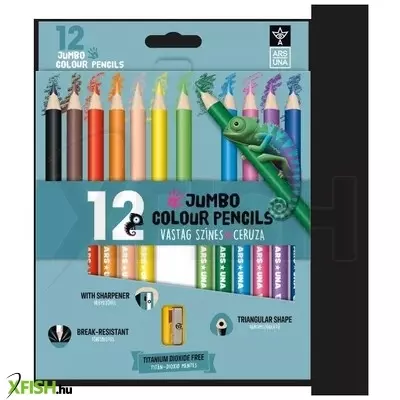 Ars Una: Háromszögletű vastag színes ceruza hegyezővel - 12 db-os