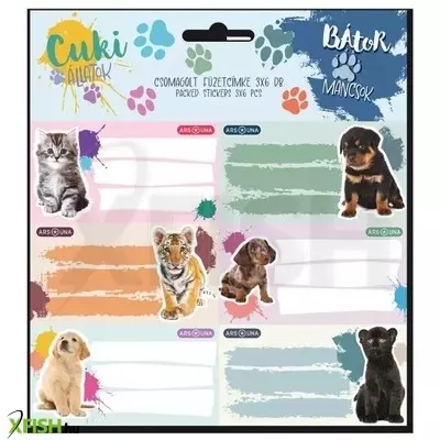 Cuki állatok: Füzetcímke - 3 x 6 db-os