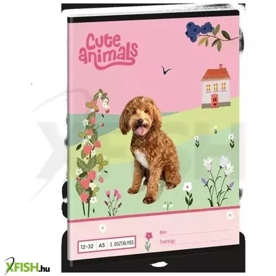 Cute Animals: Kutya mintás vonalas füzet - 3. osztályos, A5