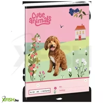Cute Animals: Kutya mintás vonalas füzet - 2. osztályos, A5