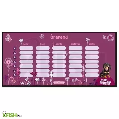 Cute Animals: Kiskutya mintás egylapos órarend