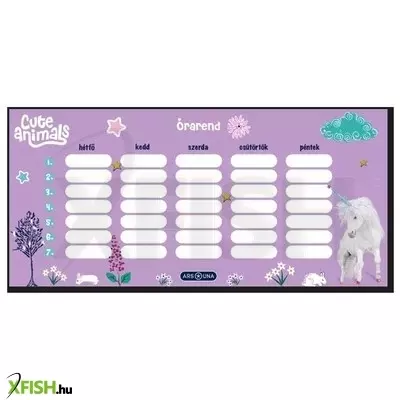 Cute Animals: Unikornis mintás egylapos órarend