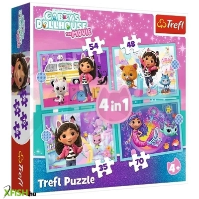 Trefl: Gabby nagy kalandja 4 az 1-ben - 35, 48, 54, 70 darabos puzzle