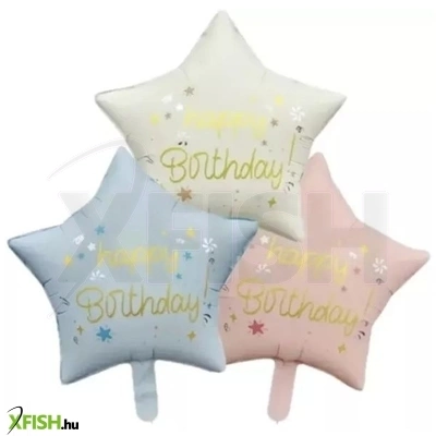 Csillag alakú szülinapi fólia lufi - 44 cm, többféle