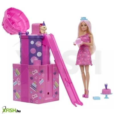 Barbie: Party Reveal Meglepetés Szett Csúszdával