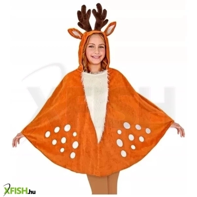 Rénszarvas, kapucnis poncsó jelmez - egy méret