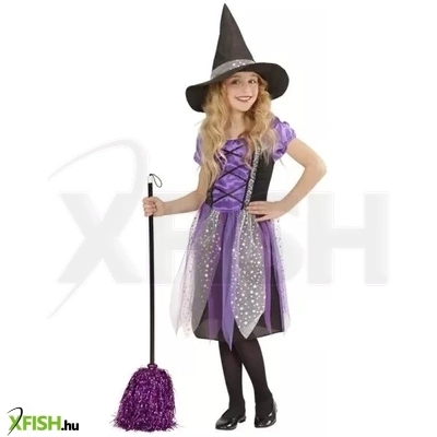 boszorkány jelmez (ruha, kalap) - 116 cm