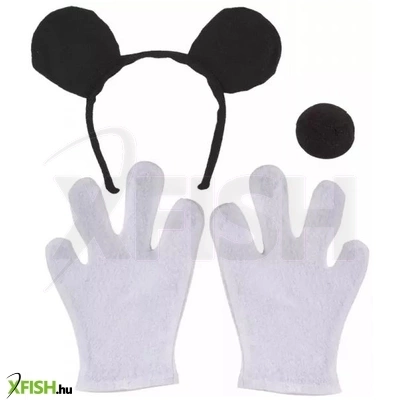 egér jelmez kiegészítő: fülek, orr és kesztyű