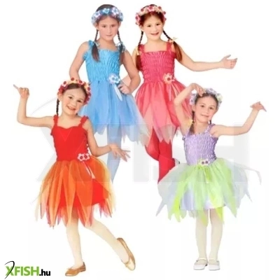 Tündér balerina jelmez virágos fejpánttal - 116 cm - többféle