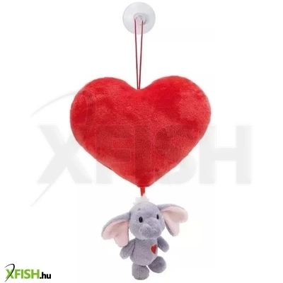 Nici GREEN: Plüss szív elefánt figurával - tapadók, szürke