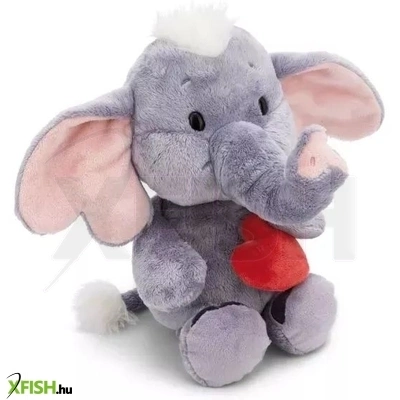 nici: elefánt plüssfigura mágneses szívvel - szürke