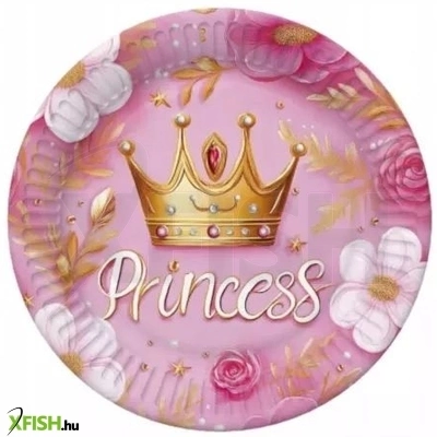 korona mintás papírtányér - 18 cm, 8 darabos