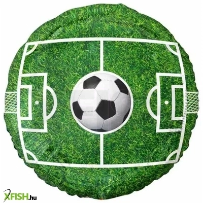 Futball mintás fólia lufi - kerek, 36 cm, csomagolt