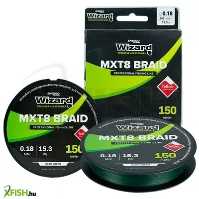 Wizard Mxt8 Braid Sötétzöld Fonott zsinór 0,23Mm 150M 19,3Kg