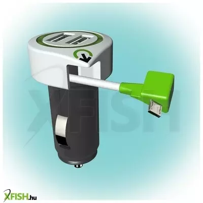 Q2 power sal 3.100110 autós USB töltő, 2 USB aljzat, 1 kihúzható micro USB csatlakozó, 3.1 a megosztott
