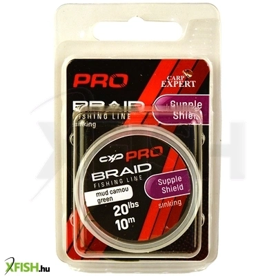 Carp Expert Pro Supple Shield Fonott Bevonatos Süllyedő  Fonott Előkezsinór 20Lbs  Camou Green 10M