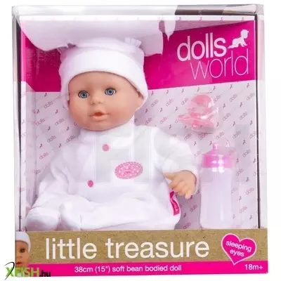 dolls world little treasure babzsákos baba fehér ruhában - 38 cm