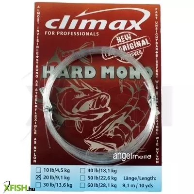 Climax Hard Mono | Hossz: 9,1 M, Szakítószilárdság: 40 Lb / 18,1Kg, Szín: Víztiszta