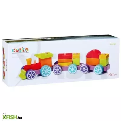 Cubika fa vonat 15 darabos készlet