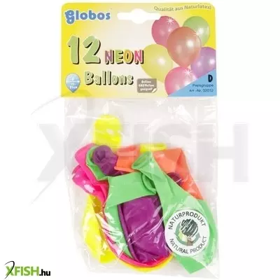 globos neon színű lufi 12 darabos készlet - 25 cm