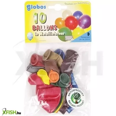 Globos metál színű lufi 10 darabos készlet - 29 cm