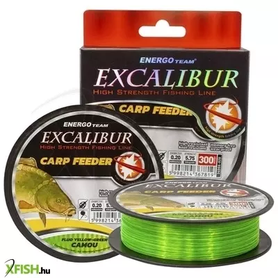 Zsinór Excalibur Carp Feeder Fluo Sárga-Zöld Camou 300M 0,18