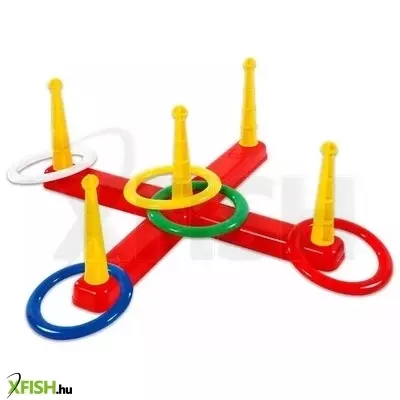 Műanyag ügyességi karikadobáló játék - piros