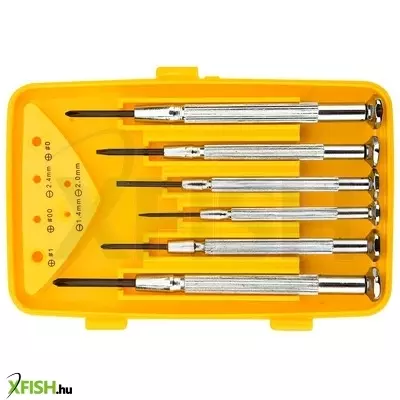 Neotools műszerész, precíziós csavarhúzó készlet, crv, 6db, lapos 1,4, 2,0, 2,4mm, kereszt ph00, ph0, ph2