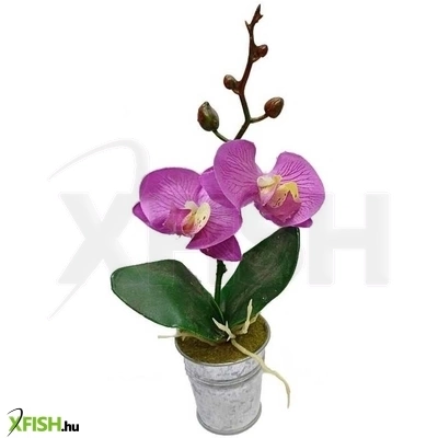 Szer-ber team műnövény dekoráció terráriumba - orchidea fémkaspóban 23cm