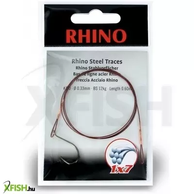 Rhino Rhino Steel Trace Acélelőke Horoggal 1X7 0,6 M 12 Kg 0,33 Mm H:1/0 1 Db/Csomag