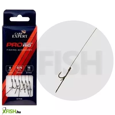 Carp Expert Pro Method Feeder Hair Rig Előkötött Horog 6-os Tüskével 15mm 6db/csomag