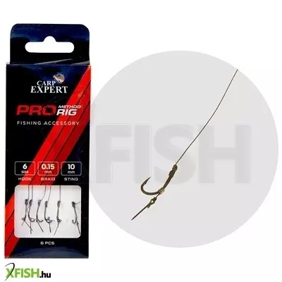 Carp Expert Pro Method Feeder Hair Rig Előkötött Horog 6-os Tüskével 10mm 6db/csomag