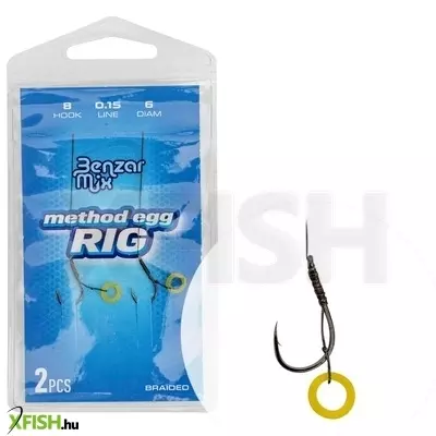 Benzár Braided Method Egg Rig Előkötött Horog Fonott Zsinóron 8-as 2db/csomag