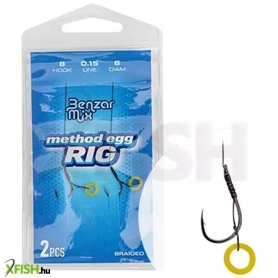 Benzár Braided Method Egg Rig Előkötött Horog Fonott Zsinóron 10-es 2db/csomag