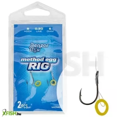 Benzár Mono Method Egg Rig Előkötött Horog Monofil Zsinóron 10-es 2db/csomag