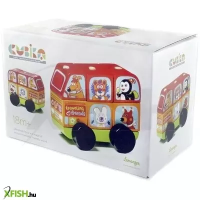 Cubika fa állatos autó - piros