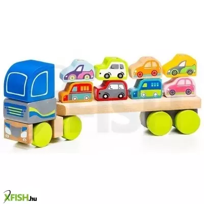 cubika fa kamion autószállító utánfutóval - 32 cm