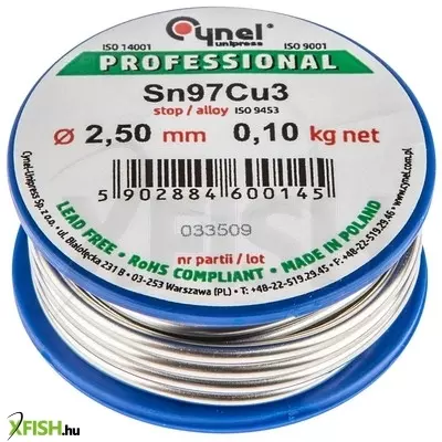 neotools forrasztóón, 97% sn, 3%cu 2,5mm drót, 100g, rézforrasztáshoz