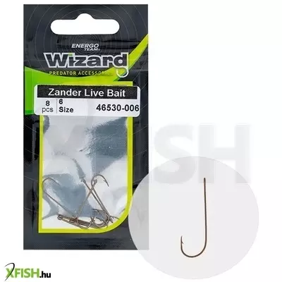 Wizard Horog Zander Live Bait Süllőző Horog 1-es 8db/csomag