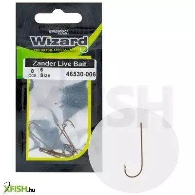 Wizard Horog Zander Live Bait Süllőző Horog 6-os 8db/csomag
