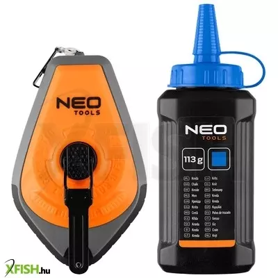 neotools kicsapózsinór+festék, műanyag házas, 30m, 13-as gyorsítóáttétel a zsinór visszatekeréshez, kék porfesték