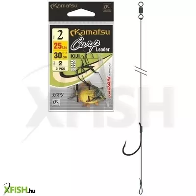 kamatsu team carp leader kiji előkötött bojlis horog 30 cm 25 lbs 2 blnr black nickel 2 db/csomag