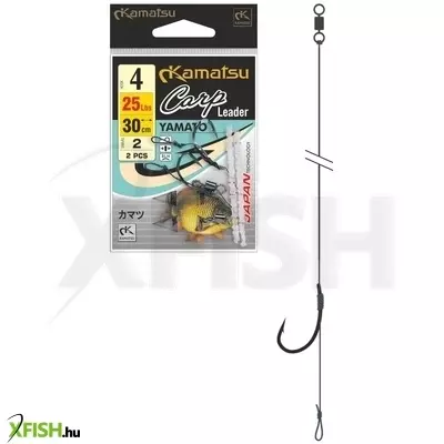 Kamatsu Team Carp Leader Yamato Előkötött Bojlis Horog 25 Cm 25 Lbs 6 Blnr Black Nickel 2 db/Csomag